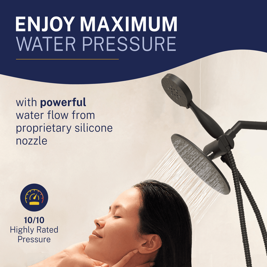 Maximize Your  Water  Pressure 3-Spray Dual Shower Head Matte Black / 1.75 - The Shower Head Store