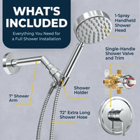 What's Included All Metal Handheld Shower Head Set - Complete Shower System with Valve and Trim Chrome 2.5