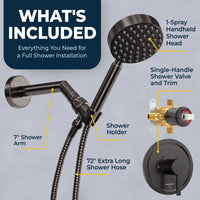 What's Included All Metal Handheld Shower Head Set - Complete Shower System with Valve and Trim Oil Rubbed Bronze  2.5