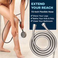 (Extend Your Reach) Shower Head with Hose 72 Inch Flexible Metal Shower Hose for Hand Shower Brushed Nickel - The Shower Head Store