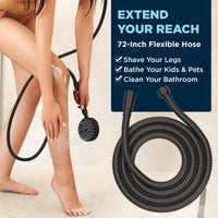 (Extend Your Reach) Shower Head with Hose 72 Inch Flexible Metal Shower Hose for Hand Shower Matte Black - The Shower Head Store