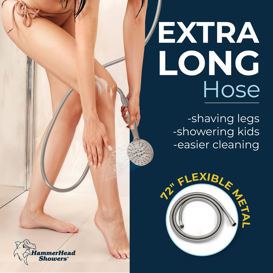 Extra Long Hose 3-Spray Dual Shower Head Brushed Nickel / 2.5 - The Shower Head Store