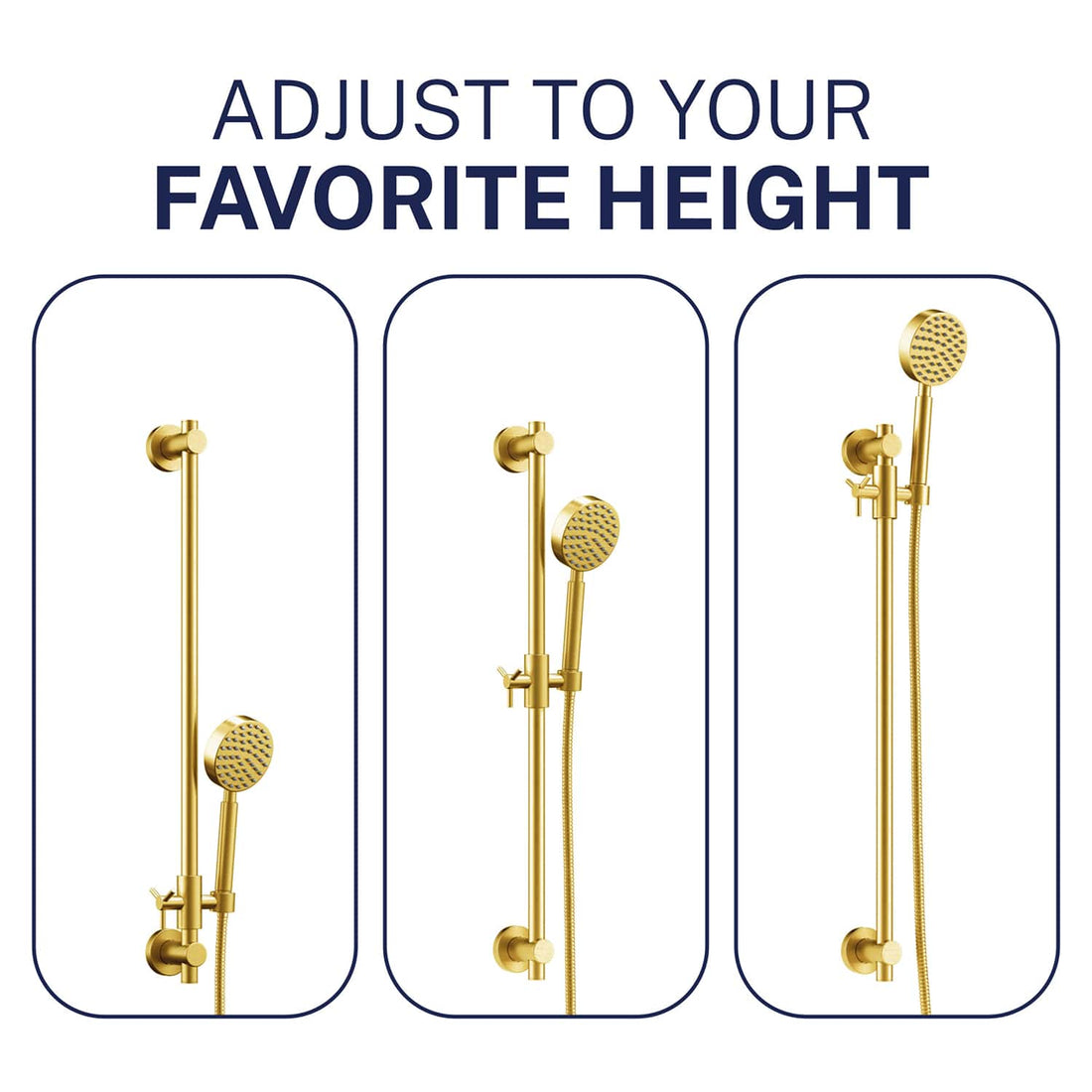 Favorite House ALL Metal Shower Slide Bar with Hand Held Shower Head & Hose Brushed Gold / 2.5 GPM Brushed Gold / 1.75 GPM - The Shower Head Store