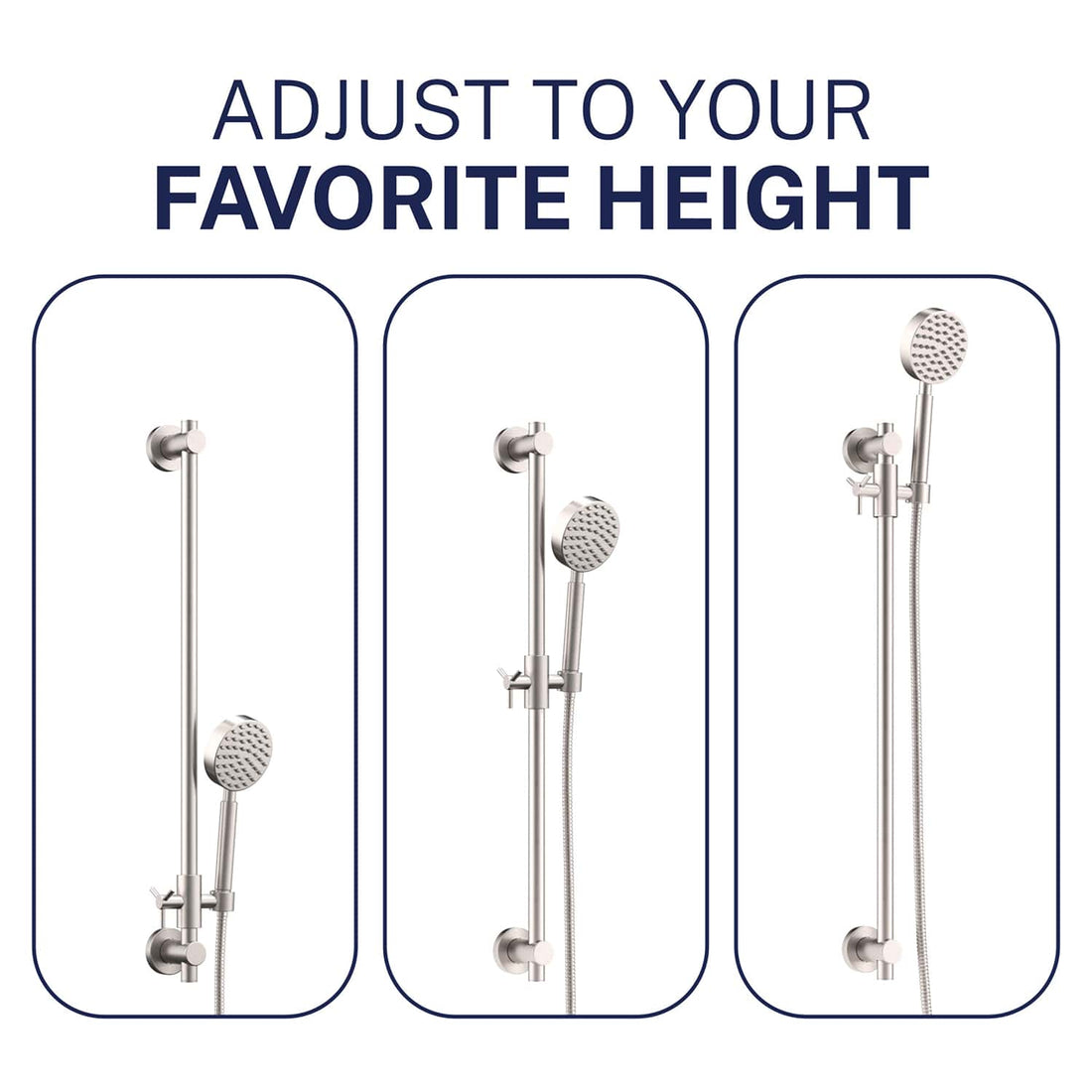 Favorite Height ALL Metal Shower Slide Bar with Hand Held Shower Head & Hose Brushed Nickel / 2.5 GPM Brushed Nickel / 1.75 GPM - The Shower Head Store