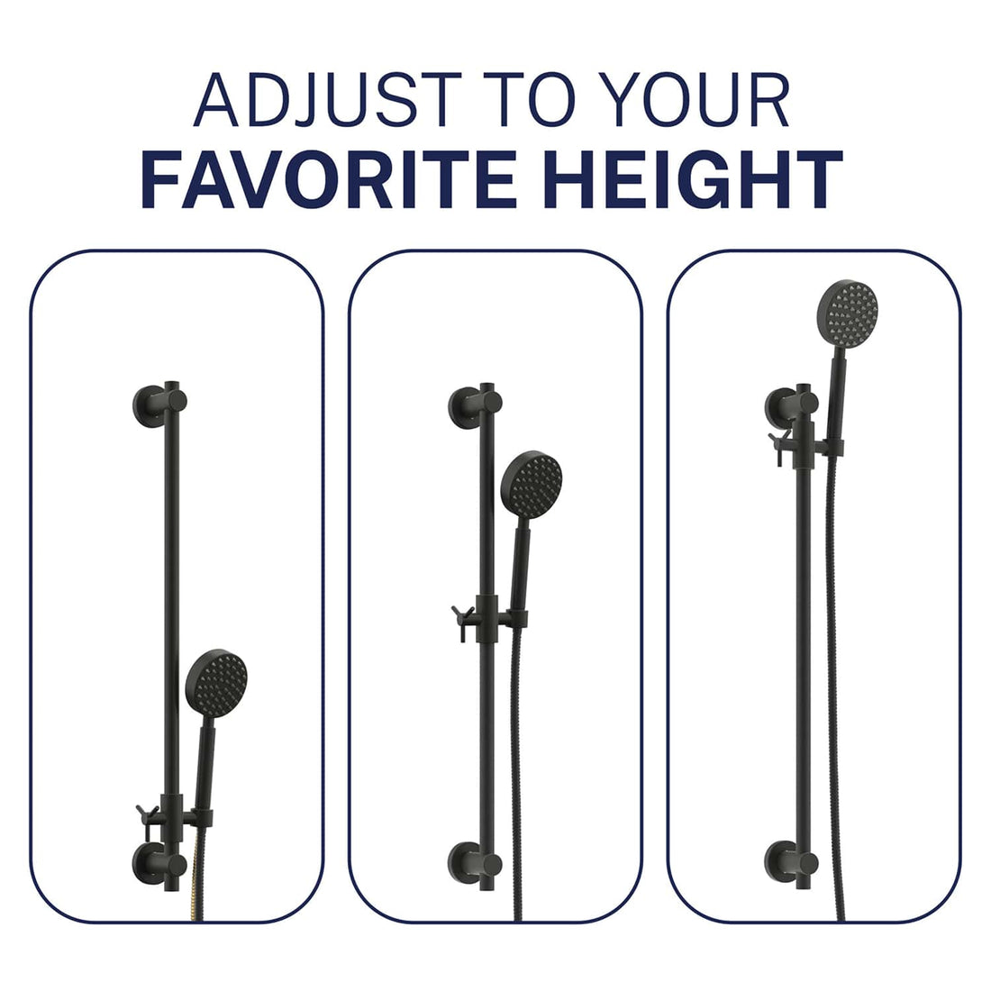Favorite Height ALL Metal Shower Slide Bar with Hand Held Shower Head & Hose Matte Black / 2.5 GPM Matte Black / 1.75 GPM - The Shower Head Store