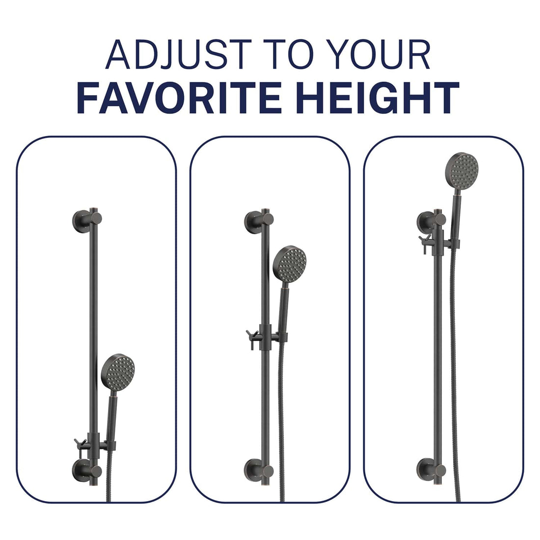 Favorite Height ALL Metal Shower Slide Bar with Hand Held Shower Head & Hose Oil Rubbed Bronze / 2.5 GPM Oil Rubbed Bronze / 1.75 GPM - The Shower Head Store