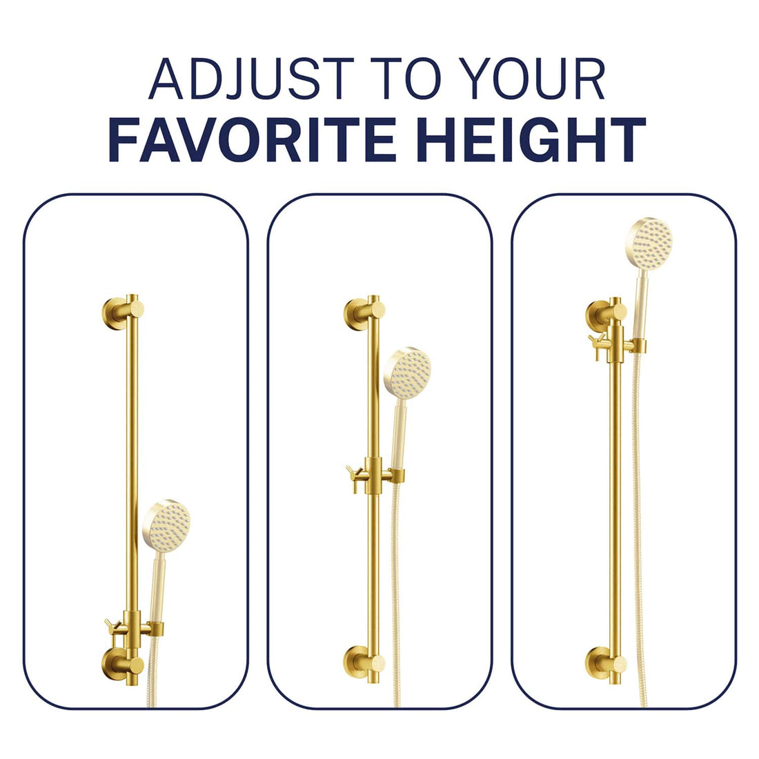 Adjustable Height 27.5 Inch Shower Head Slide Bar Brushed Gold - The Shower Head Store