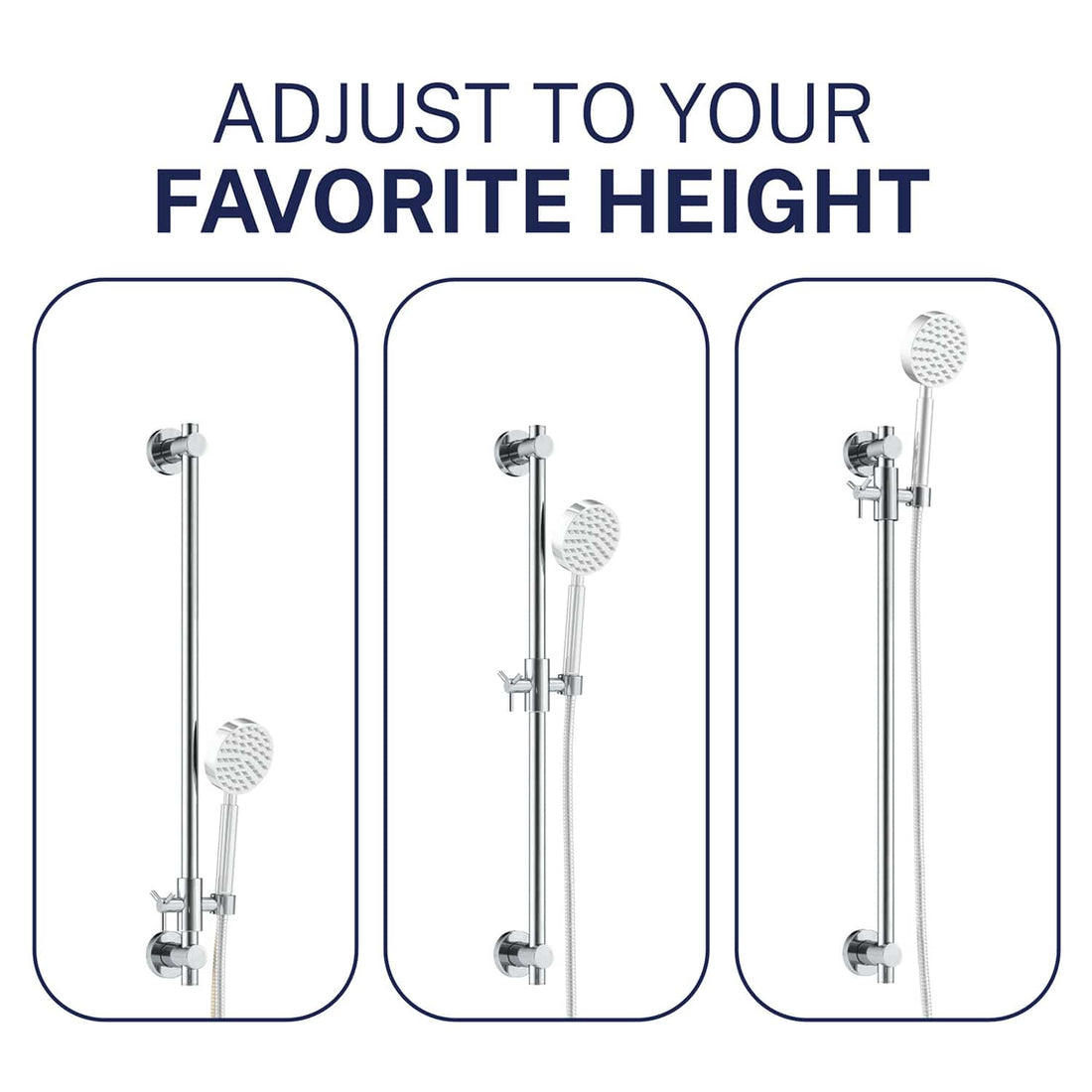Adjustable Height All Metal Shower Slide Bar for Hand Held Shower Heads Chrome - The Shower Head Store