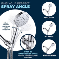 Find Your Perfect Shower Head Spray Angle Adjustable Shower Holder 1.8 / Chrome - The Shower Head Store