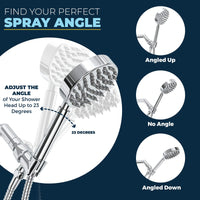 Perfect Spray Angle All Metal Handheld Shower Head Set - Complete Shower System with Valve and Trim Chrome 2.5