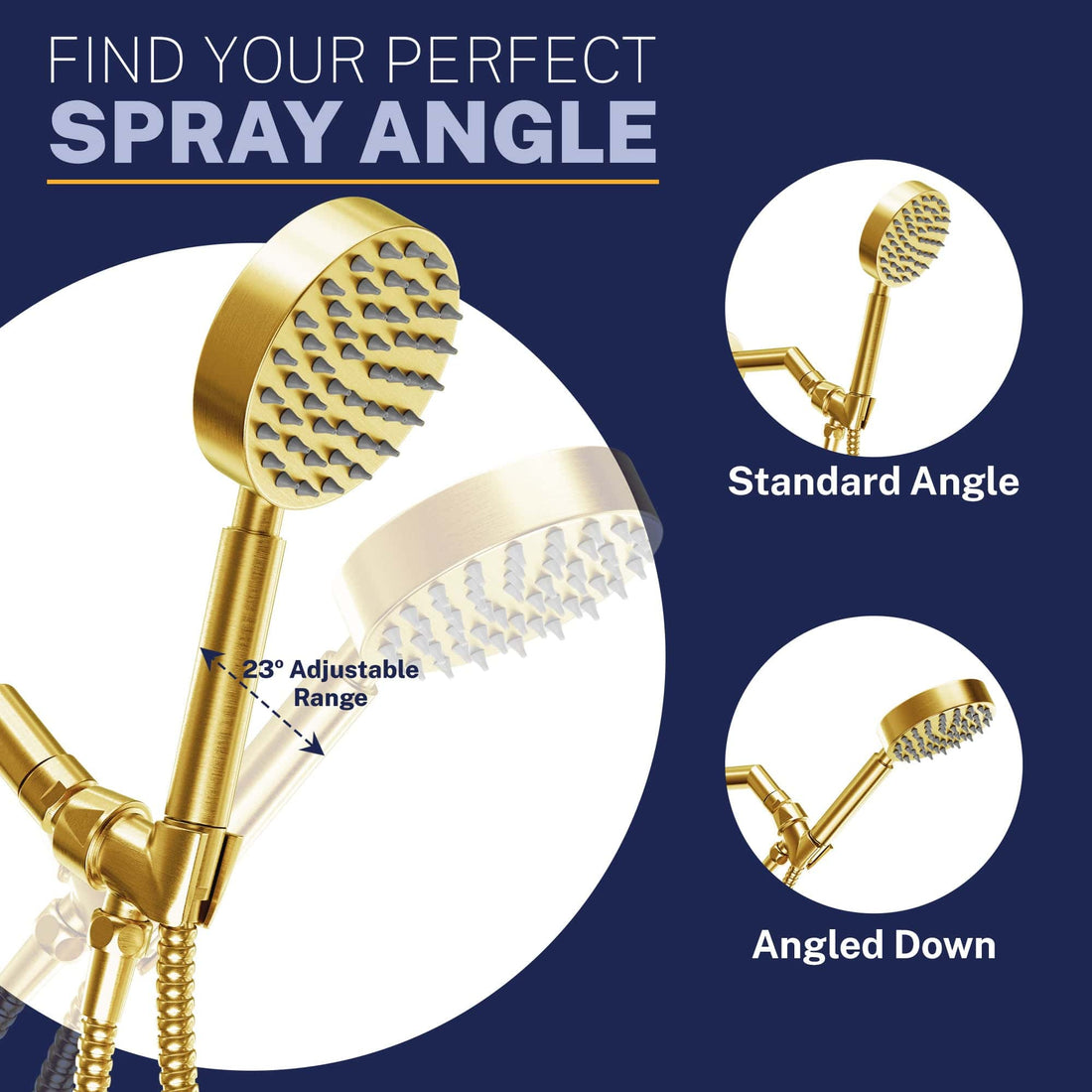 Infographic Handheld Shower Head Holder Brushed Gold - The Shower Head Store