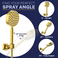 Spray Angle Wall Mount Holder Brushed Gold  - The Shower Head Store