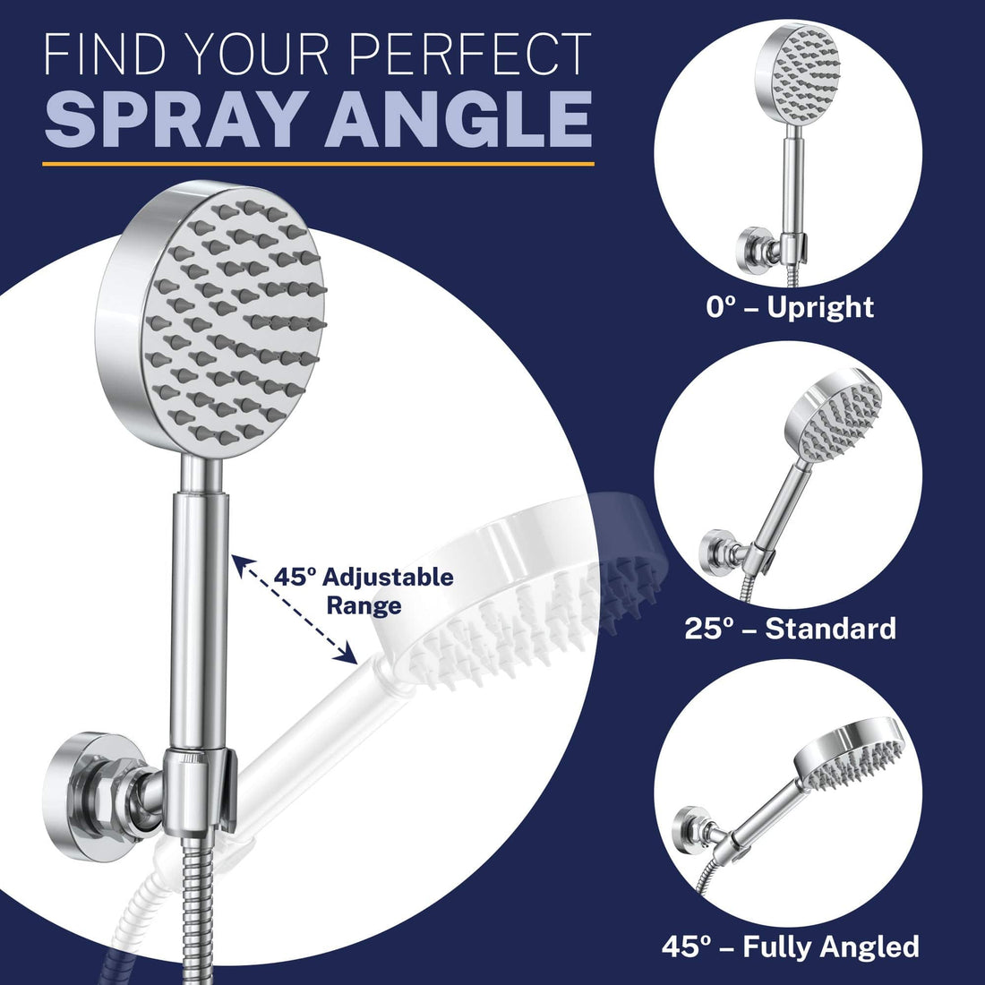 Spray Angle Wall Mount Holder Chrome - The Shower Head Store