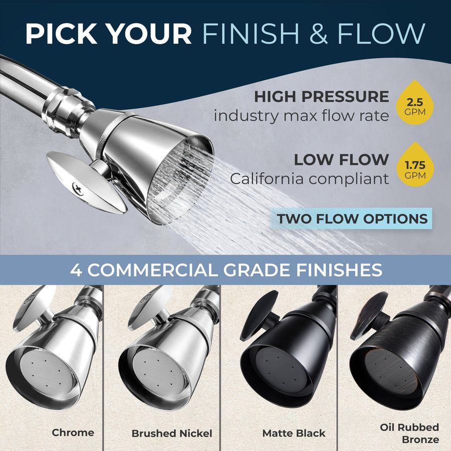 Finish HammerHead Showers 2 Inch Metal Shower Head Competitor Comparison Oil Rubbed Bronze / 1.75 - The Shower Head Store