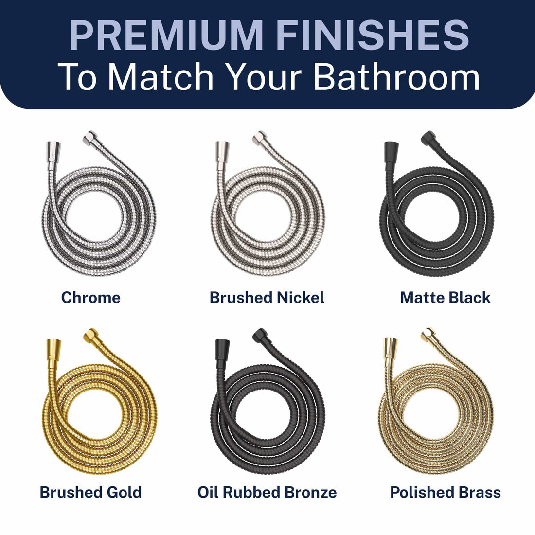 Finish HammerHead Showers 72-Inch Shower Hose Main Image Matte Black - The Shower Head Store