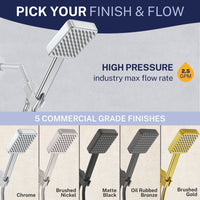 Finish Handheld Square Shower Head Set Chrome Brushed Nickel Oil Rubbed Bronze Matte Black Brushed Gold  / 2.5 - The Shower Head Store