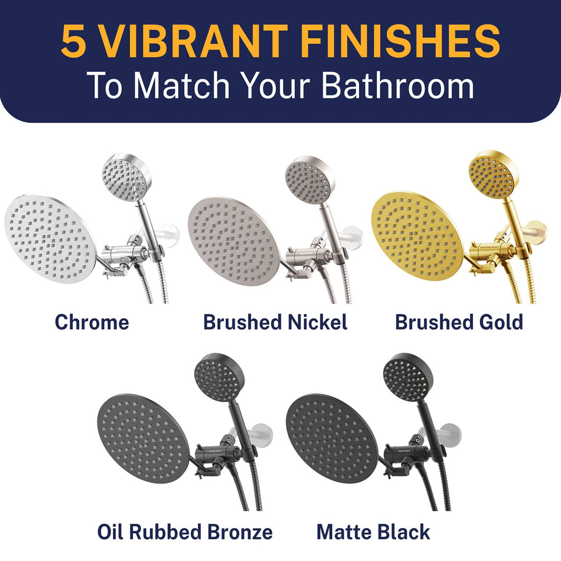 Finish 1-Spray Dual with Adjustable Arm Chrome / 2.5 GPM - The Shower Head Store