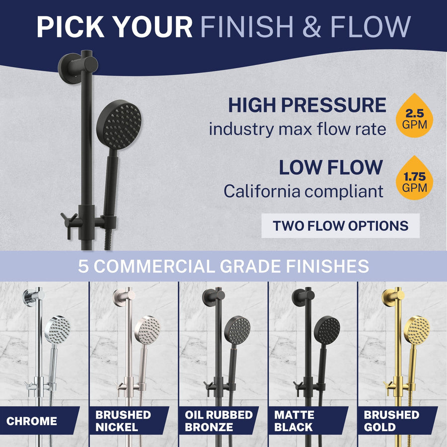 Variations Slide Bar with Low Flow 1-Spray Handheld Shower Head Set Matte Black / 1.75 - The Shower Head Store