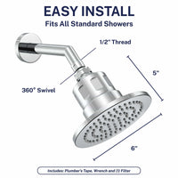 Easy Installation Gillian — The METAL Filtered Shower Head Chrome / 1.75 GPM - The Shower Head Store