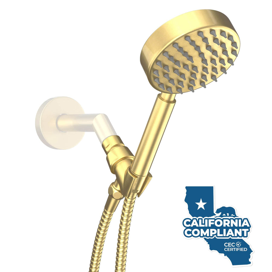 Main Image All Metal Handheld Shower Head Set - High Pressure 1-Spray - The Shower Head Store Brushed Gold / 1.75