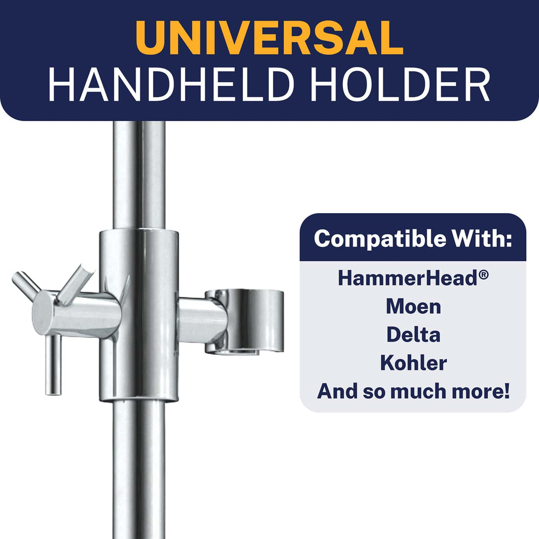 Compatibility All Metal Shower Slide Bar for Hand Held Shower Heads Chrome - The Shower Head Store