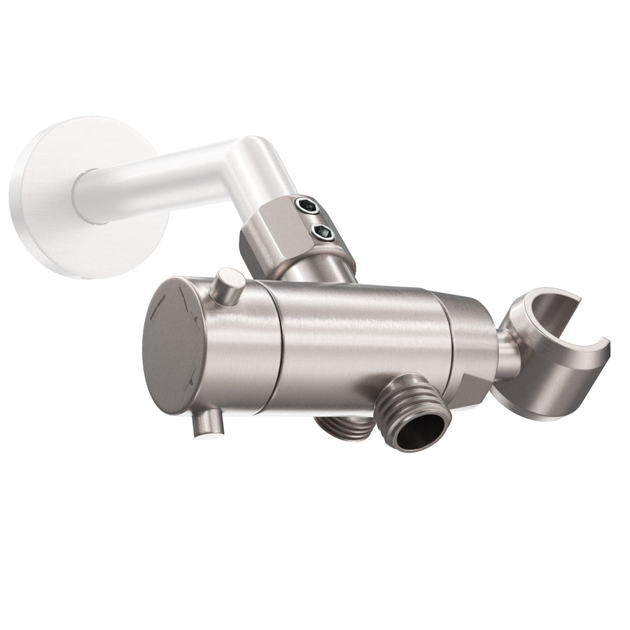 HammerHead Showers Solid Brass 3-Way Diverter With Handheld Shower Holder Brushed Nickel - The Shower Head Store
