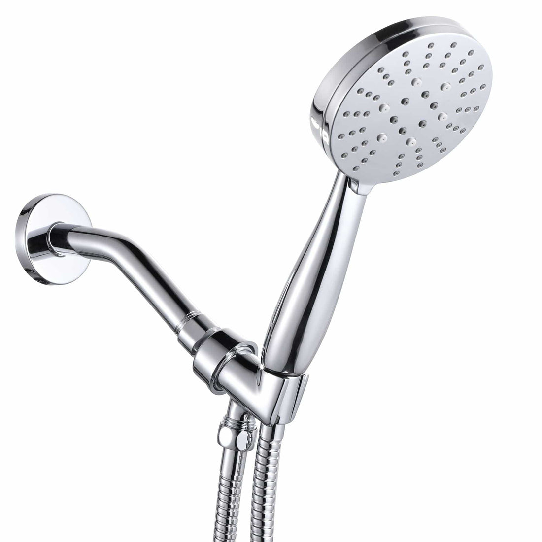 HammerHead Showers All Metal Hand Held Shower Head with Hose and Holder,  Brushed Nickel, 1.75 GPM Low Flow with Removable Restrictor
