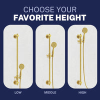Adjustable Height Slide Bar with 3-Spray Low Flow Handheld Shower Head Set Brushed Gold / 1.75 - The Shower Head Store