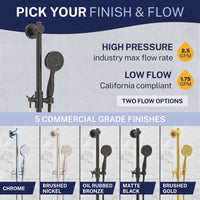 Finish and Flow Slide Bar with 3-Spray Hand Held Shower Head & Hose Oil Rubbed Bronze  / 2.5 - The Shower Head Store