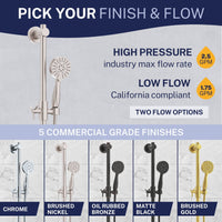 Finish and Flow Slide Bar with 3-Spray Hand Held Shower Head & Hose Brushed Nickel  / 2.5 - The Shower Head Store