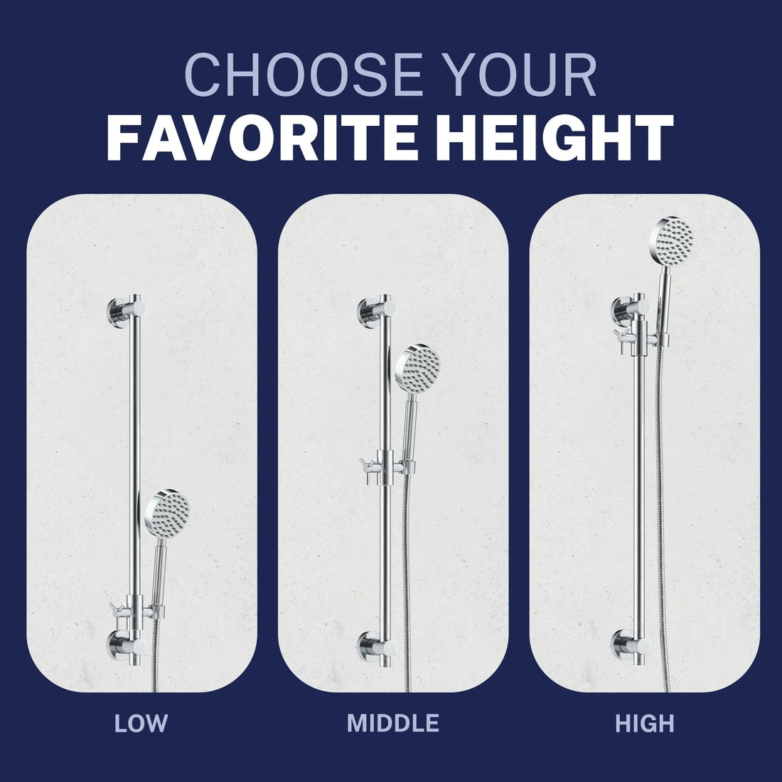 Wide Range of Adjustment All Metal Dual Shower Head with Slide Bar Set - Complete Shower System with Valve and Trim Chrome / 2.5 GPM Chrome / 1.75 GPM - The Shower Head Store