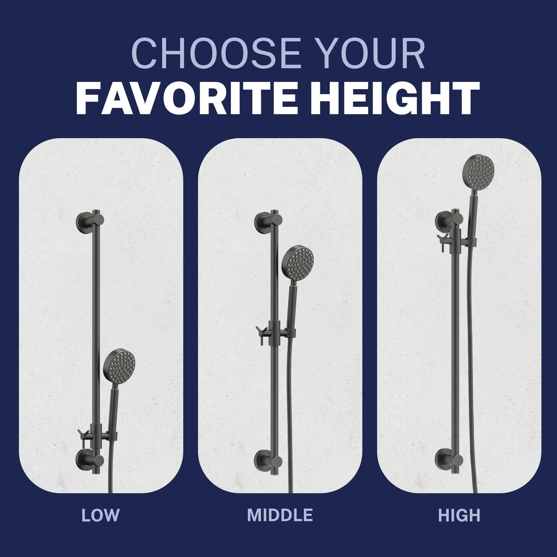 Adjustable Height Steve White Bundle - 2H Valve and Trim Slide Bar with 1-Spray and 8-inch Rain Shower Head Oil Rubbed Bronze  / 2.5 - The Shower Head Store