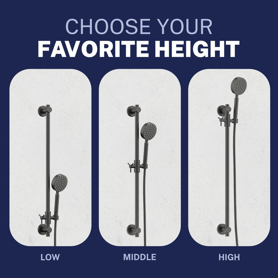 Adjustable Height Steve White Bundle - 2H Valve and Trim Slide Bar with 1-Spray and 8-inch Rain Shower Head Oil Rubbed Bronze  / 2.5 - The Shower Head Store