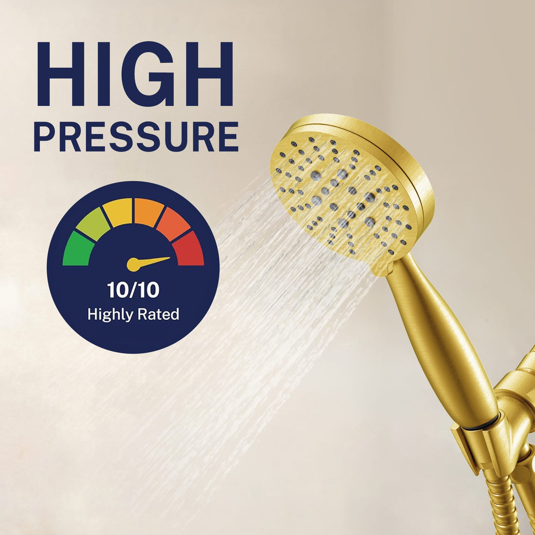 Max Pressure 3-Spray Handheld Shower Head Set Brushed Gold / 2.5 GPM Brushed Gold / 1.75 GPM - The Shower Head Store