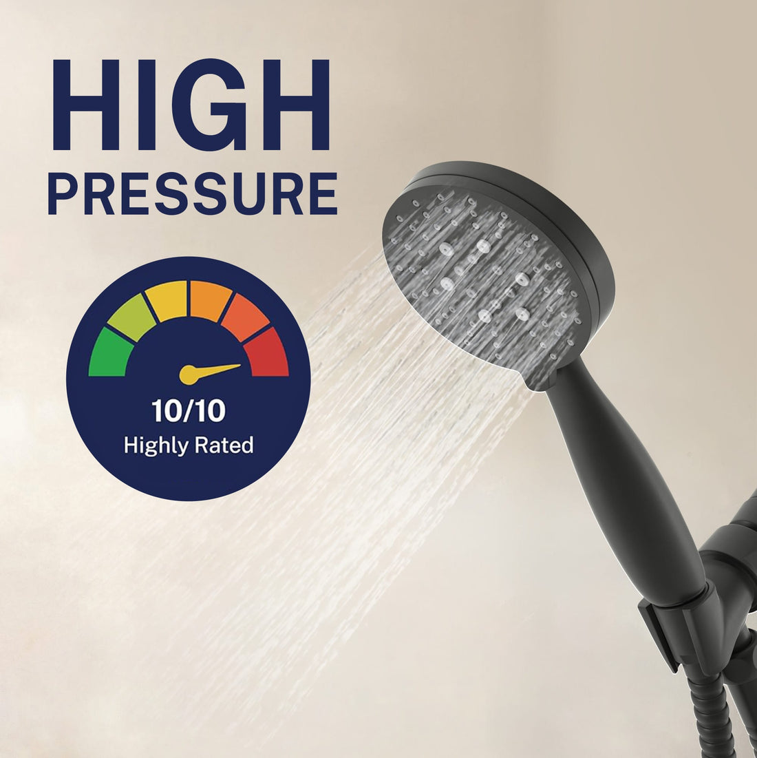 High Pressure 1-Handle Shower Valve System with 3-Spray Handheld Shower Head Matte Black / 2.5 GPM Matte Black / 1.75 GPM - The Shower Head Store