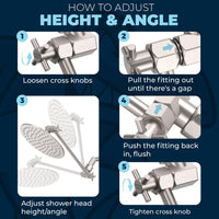 (How to Adjust Height and Angle) Adjust Shower Head Height with Shower Arm Extender Extension Arm 12 Inch / Brushed Nickel - The Shower Head Store
