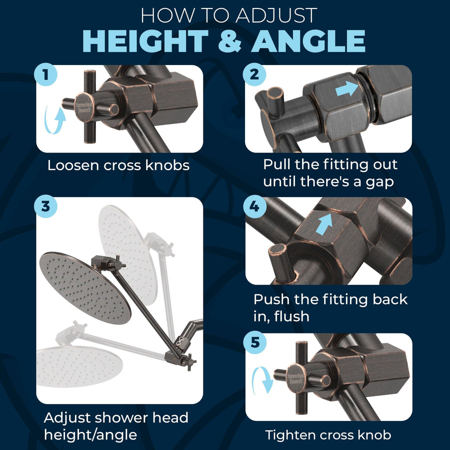 Adjust Shower Head Height with 12 Inch Shower Arm Extender Extension Arm Oil Rubbed Bronze / 12 Inch - The Shower Head Store