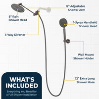 Inclusions 1-Spray Dual Shower Head with Adjustable Arm and Shower Head Wall Mount Oil Rubbed Bronze / 2.5 - The Shower Head Store
