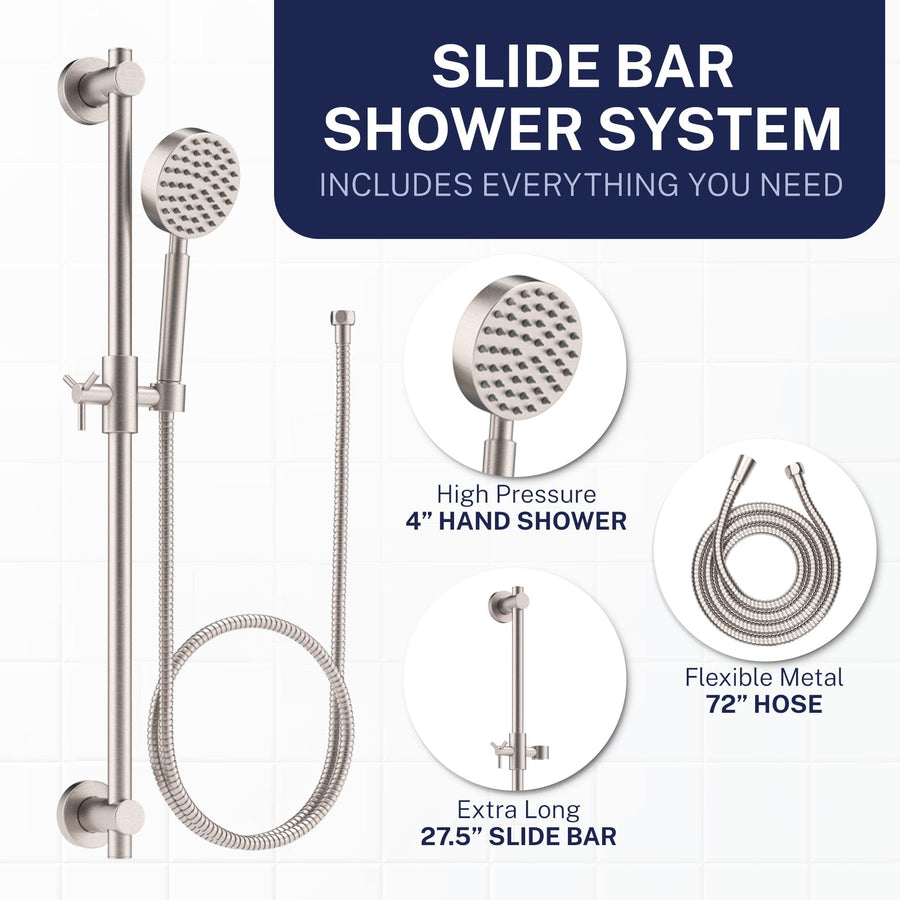 Inclusions Slide Bar with Low Flow 1-Spray Handheld Shower Head Set Brushed Nickel / 1.75 - The Shower Head Store
