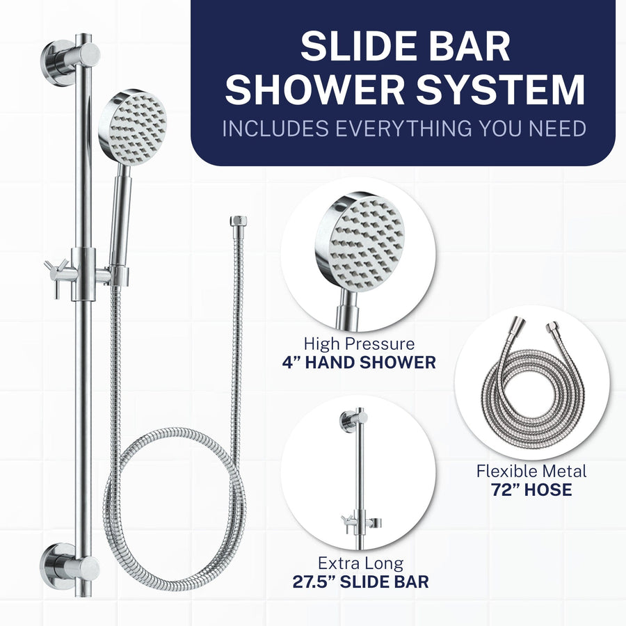 Inclusions Slide Bar with Low Flow 1-Spray Handheld Shower Head Set Chrome / 1.75 - The Shower Head Store