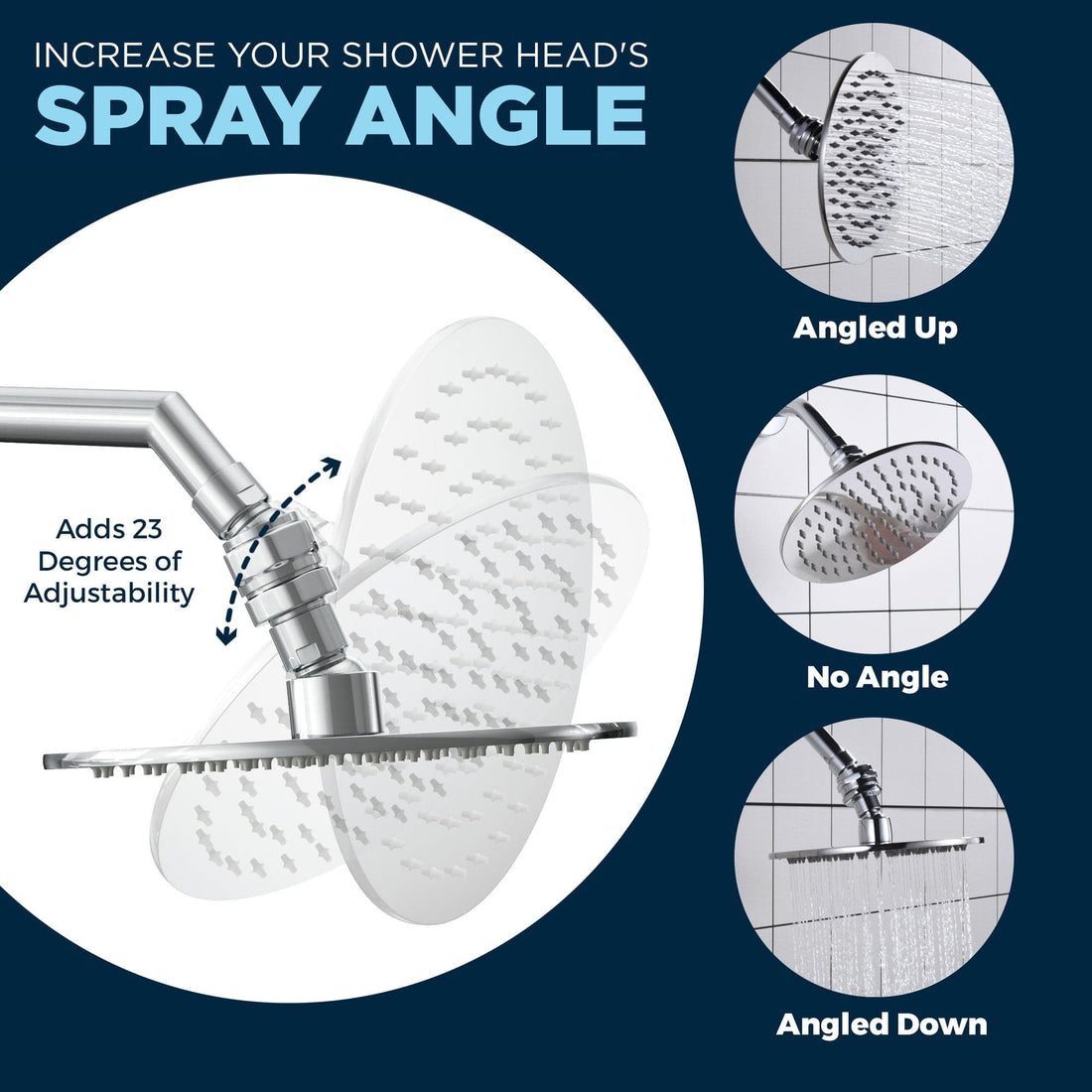 Increase Your Shower Head_s Spray Angle with Swivel Ball Adapter Attachment Chrome - The Shower Head Store