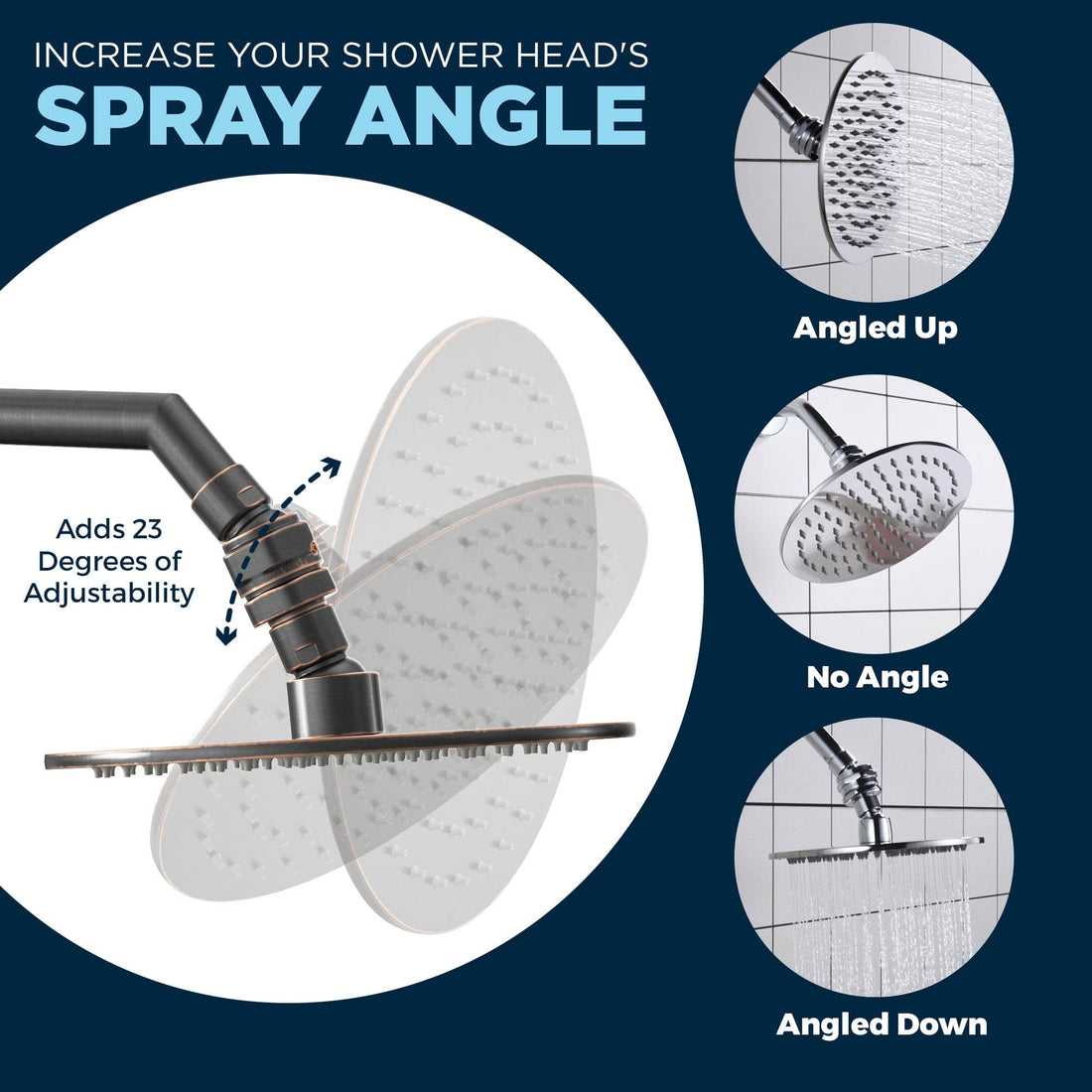 Increase Your Shower Head_s Spray Angle with Swivel Ball Adapter Attachment Oil Rubbed Bronze - The Shower Head Store
