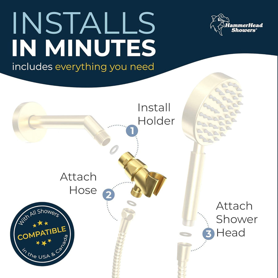 Installation Handheld Shower Head Holder Brushed Gold - The Shower Head Store