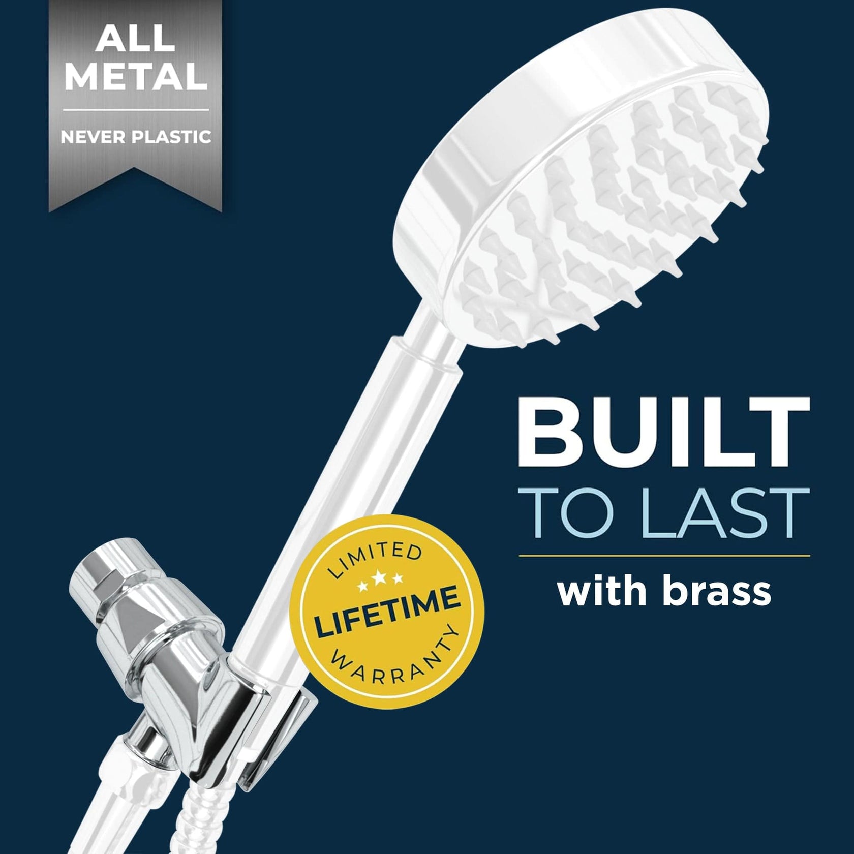 All Metal Hand Held Shower Head Holder Universal Shower Arm Mount The