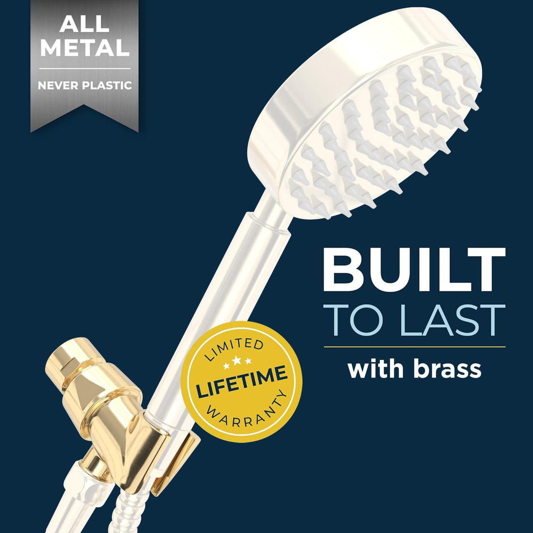 Benefit Handheld Shower Head Holder Polished Brass - The Shower Head Store