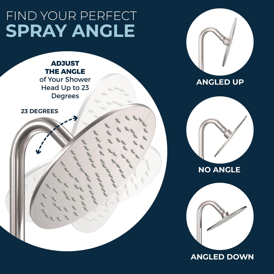 Infographic 2 S-Style Shower Arm with Rain Shower Head Brushed Nickel - The Shower Head Store