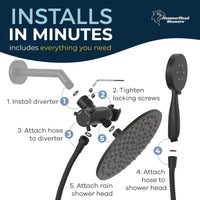 Easy to Install 3-Spray Dual Shower Head Matte Black / 2.5 - The Shower Head Store