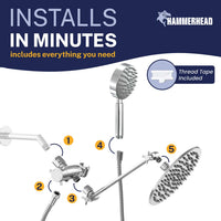 Installation 1-Spray Dual with Adjustable Arm Chrome / 2.5 GPM - The Shower Head Store