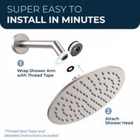 Installation 8 Inch Round Rain Shower Head Brushed Nickel  / 2.5 - The Shower Head Store