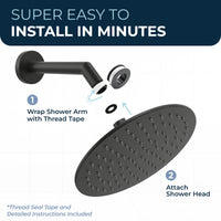 Installation 8 Inch Round Rain Shower Head Matte Black  / 2.5 - The Shower Head Store
